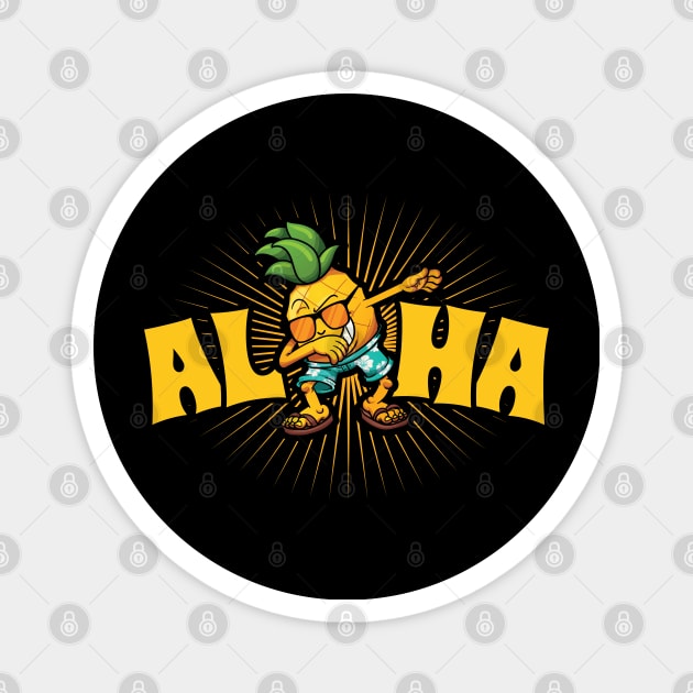 Dabbing Pineapple Aloha Sunglasses Summer Hawaii Magnet by aneisha